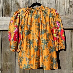 Emily Lovelock Tropical Floral Women's Blouse Size 8